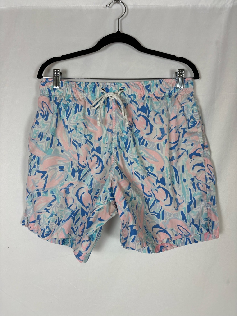 Lilly Pulitzer Men's Abstract Swim Shorts - Light Blue, Pink & Mint